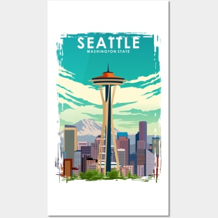 Seattle Washington State Travel Poster Posters and Art